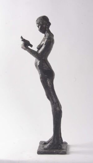 Woman and Dove.   Sculpture by Arabella Brooke. Bronze.