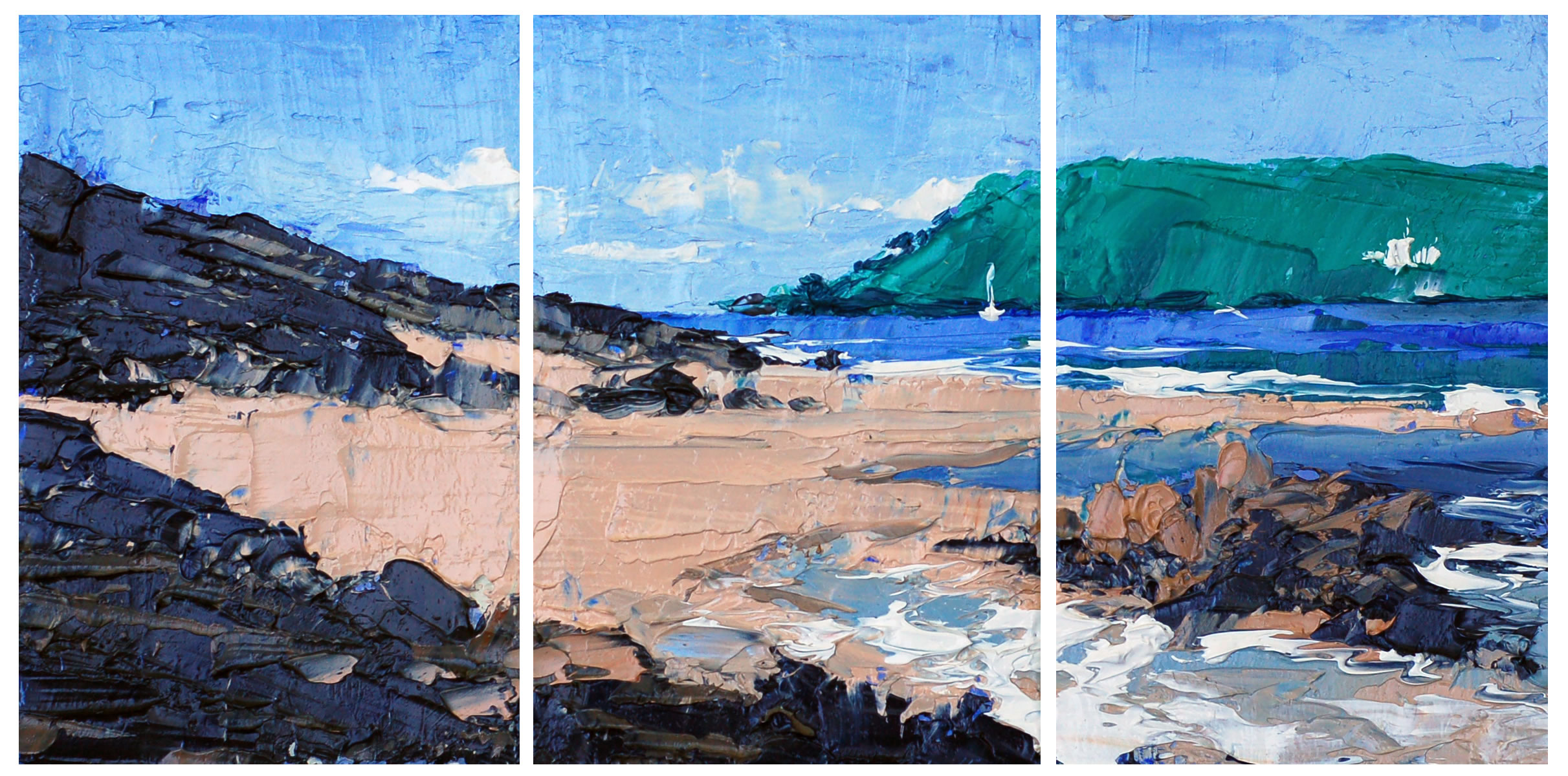 Incoming Tide Mill Bay.   Paintings by Colin Carruthers. Oil on canvas.