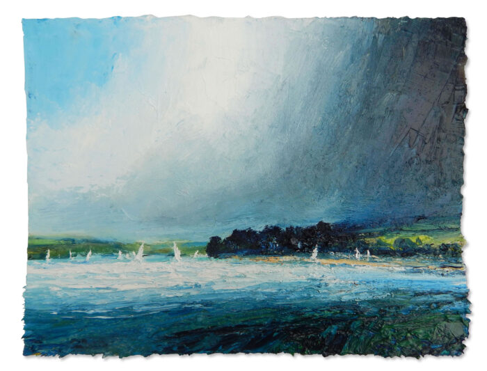 Sailing off East Portlemouth. Paintings by David Morgan. Oil on board. Sailing off East Portlemouth. Paintings by David Morgan. Oil on board.