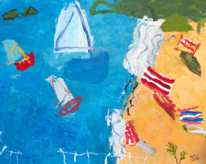 Fun in the Sun.   Paintings by David Pearce. Mixed media on canvas.