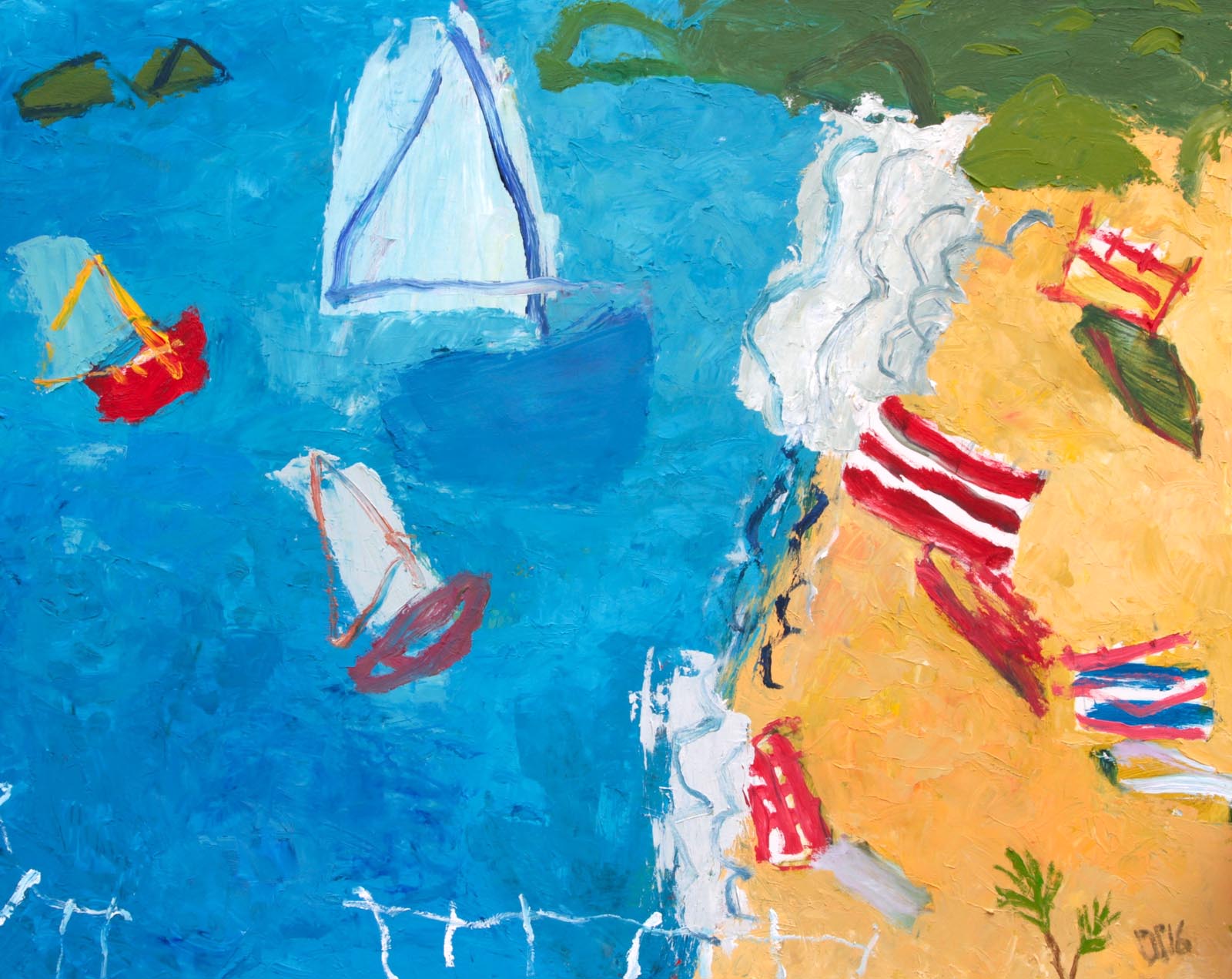 Fun in the Sun.   Paintings by David Pearce. Mixed media on canvas.