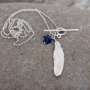 Feather Lapis Lazuli on Silver Chain.   Jewellery by Uncategorised. Silver & Lapis.