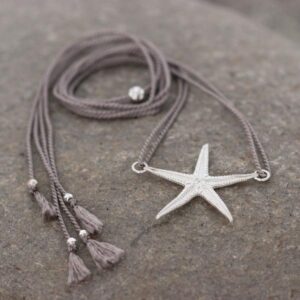 Starfish Necklace.   Jewellery by Uncategorised. Silver & silk.