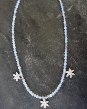 Daisy blue bead necklace.   Jewellery by Uncategorised. Silver.
