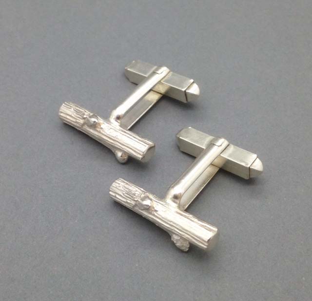 Bud cufflink (11). Jewellery by Holly Belsher. Silver. Bud cufflink (11). Jewellery by Holly Belsher. Silver.