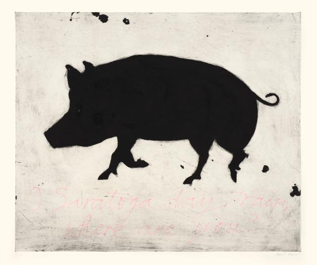 Saratoga Pig. Birds & Animals Prints by Kate Boxer. Drypoint, carborundum & pencil. Saratoga Pig. Birds & Animals Prints by Kate Boxer. Drypoint, carborundum & pencil.