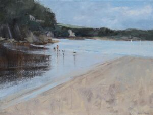 North Sands, Salcombe.   Paintings by Caroline McMillan Davey. Oil on board.
