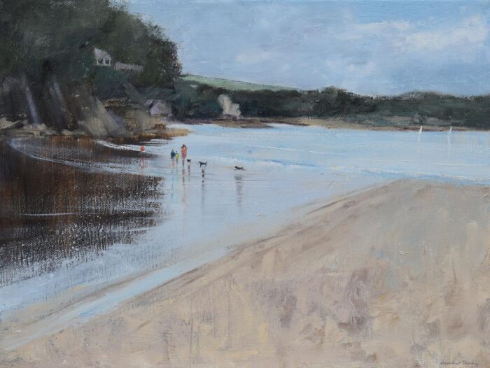 North Sands, Salcombe.   Paintings by Caroline McMillan Davey. Oil on board.