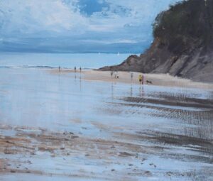Pale Sea, Northsand.   Paintings by Caroline McMillan Davey. Oil on board.