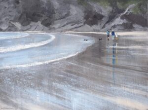 Incoming Tide, North Sands.   Paintings by Caroline McMillan Davey. Oil on board.