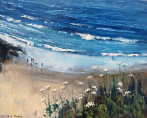 Tiny Cornish Cove.   Paintings by Caroline McMillan Davey. Oil on archive paper.