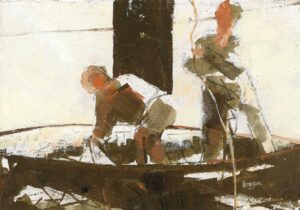 Hauling Nets.   Paintings by David Brayne. Acrylic & pigment on paper.