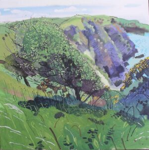 Green Cliffside.   Paintings by Mark Rochester. Acrylic.