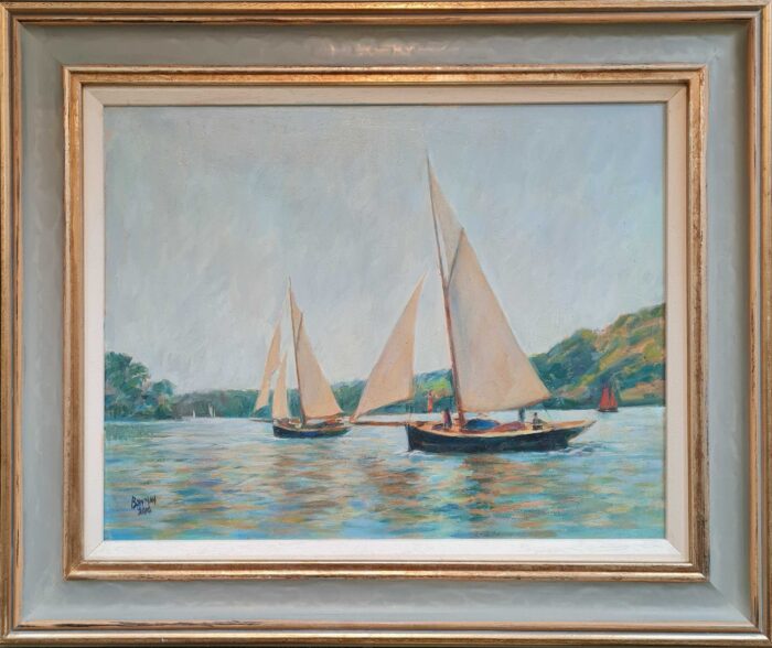 Sailing Off the Carrick Roads.   Paintings by Michael Bowman. Oil on canvas.