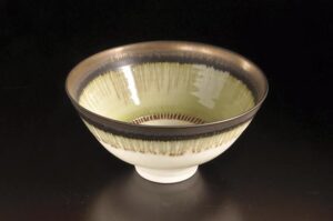 Small Ash Glaze Bowl (PW39).   Ceramics by Peter Wills. Porcelain.