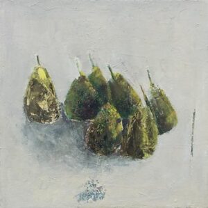 Huddle of Pears.   Paintings by Marilyn Browning. Oil on canvas.
