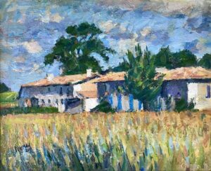 Old Farm Buildings, La Charente.   Paintings by Michael Bowman. Oil on canvas.