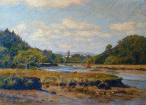 River Dart Below Totnes, Autumn.   Paintings by Michael Bowman. Oil on canvas.