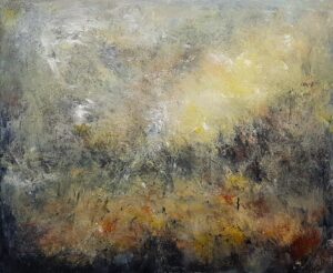 Misty Morning Sunrise, River Exe Estuary.   Paintings by James Tatum. Oil & acrylic on canvas.