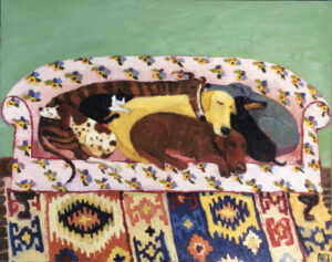 Best Seat in the House.   Paintings by Vanessa Cooper. Oil on board.