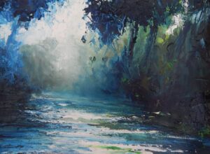 River Pool.   Paintings by David Morgan. Oil on archive paper.