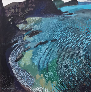 A View to the Beach.   Paintings by Mark Rochester. Acrylic on board.