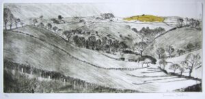 Typhoons over Dartmoor.   Prints by Susan Deakin. Drypoint.