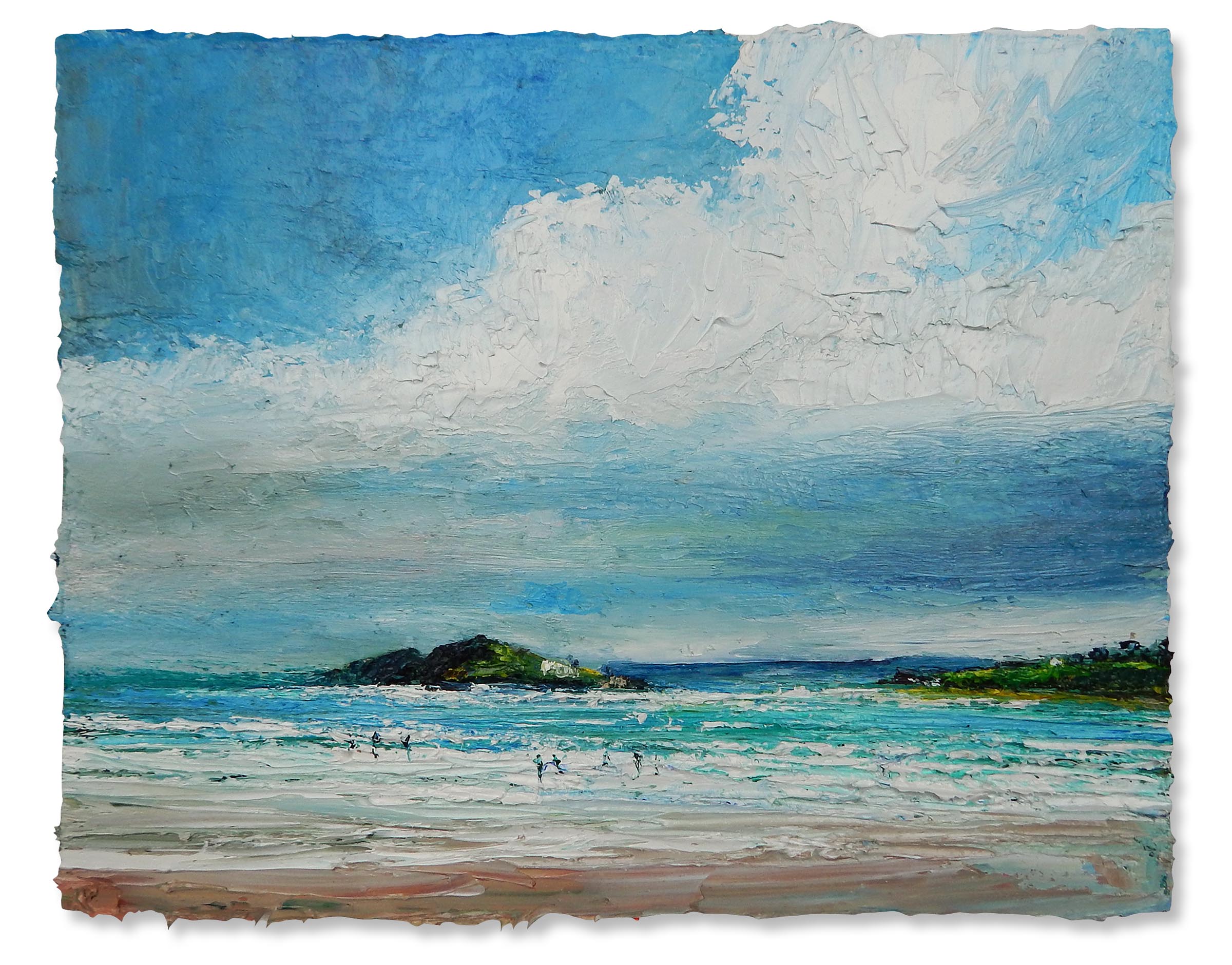 Bantham Surfers.   Paintings by David Morgan. Oil on board.