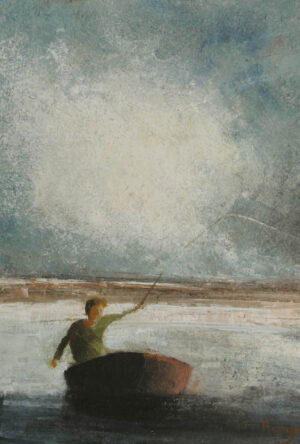 Casting a Line.   Paintings by David Brayne. Acrylic & pigment on paper.