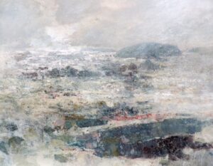 September Beach.   Paintings by Ellen Watson. Mixed media on canvas.