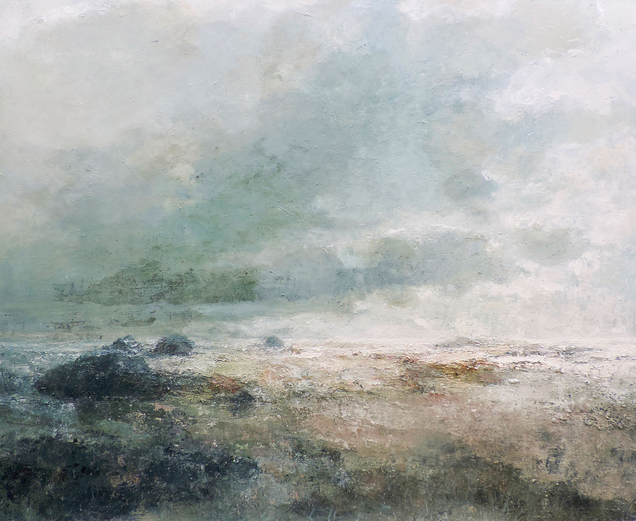Cream Beach I.   Paintings by Ellen Watson. Mixed media on canvas.