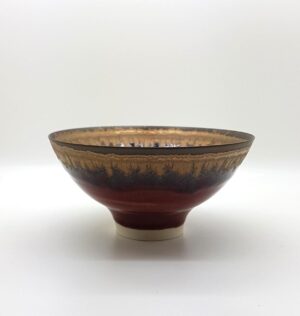 Little Dark Red & Bronze Bowl (114).   Ceramics by Peter Wills. Porcelain.