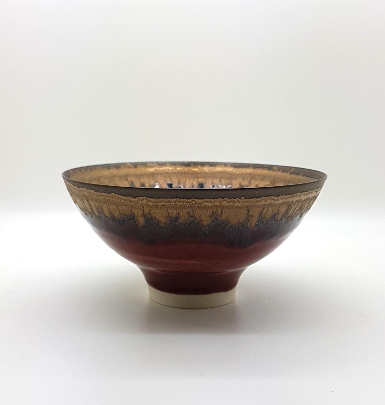 Little Dark Red & Bronze Bowl (114).   Ceramics by Peter Wills. Porcelain.