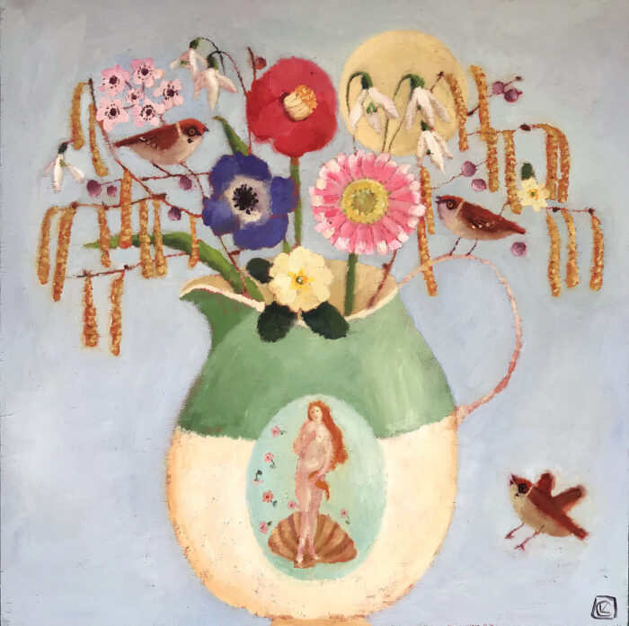 Venus & The Moon.   Paintings by Vanessa Cooper. Oil on board.