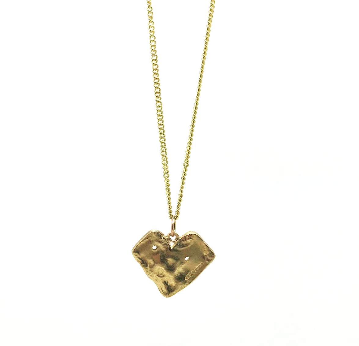 Medium Square Gold Heart Pendant (57).   Jewellery by Holly Belsher. 9ct gold/20" chain.