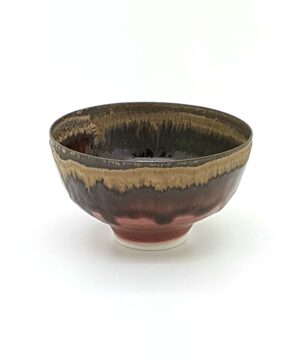 Petite Red & Bronze Bowl (115).   Ceramics by Peter Wills. Porcelain.