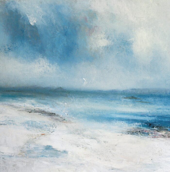 Gulls Print the Sand.   Paintings by Wendy McBride. Pastel.