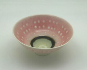 Small Pink Spotty Bowl (94).   Ceramics by Peter Wills. Porcelain.