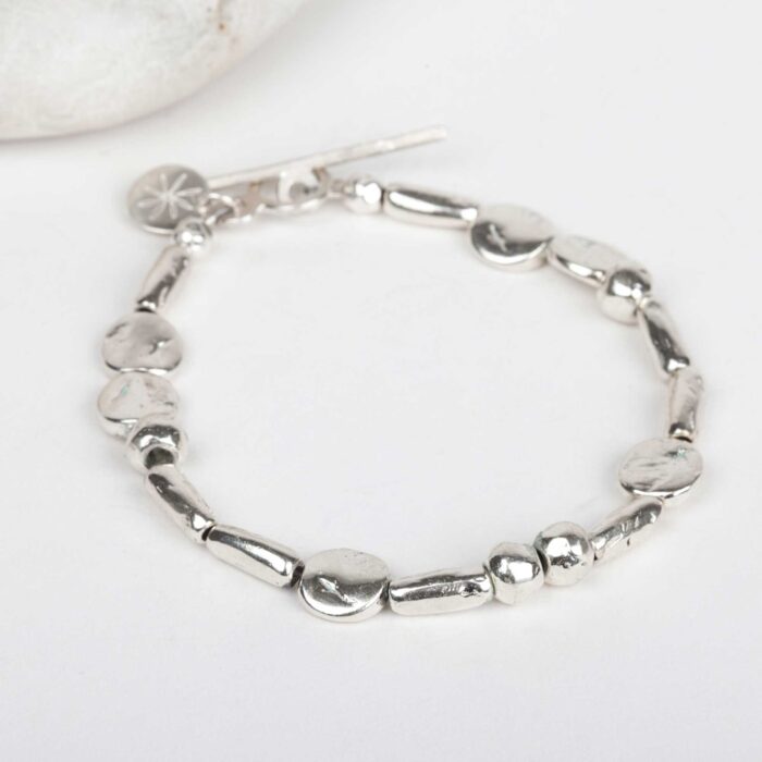 Pebble Bead Bracelet.   Jewellery by Uncategorised. Silver.