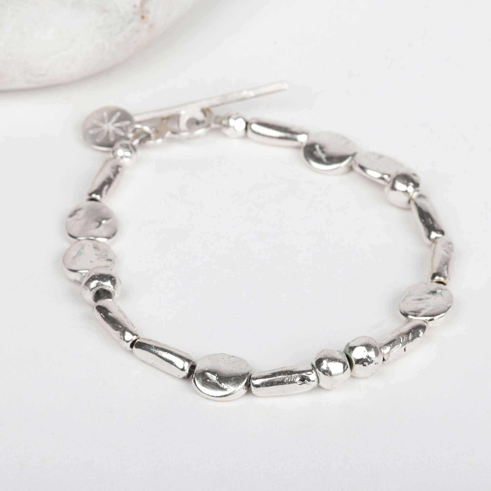 Pebble Bead Bracelet.   Jewellery by Uncategorised. Silver.
