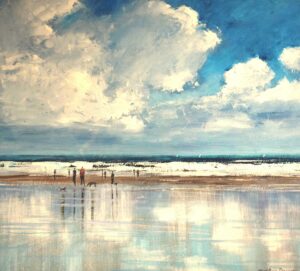 Shifting Clouds and Sails.   Paintings by Caroline McMillan Davey. Oil on board.