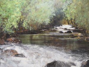 White Water, River Dart.   Paintings by Caroline McMillan Davey. Oil on canvas.