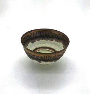 Tiny Blue & Bronze Bowl (124).   Ceramics by Peter Wills. Porcelain.