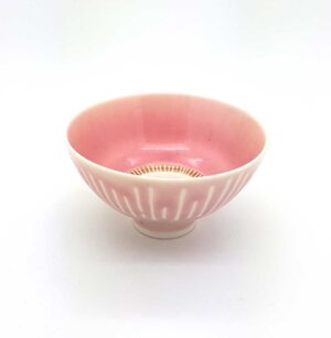 Petite Incised Light Pink Bowl.   Ceramics by Peter Wills. Porcelain.