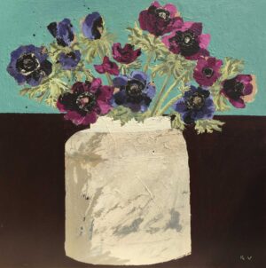 Anemones in a Japanese Jar.   Paintings by Uncategorised. Acrylic on board.