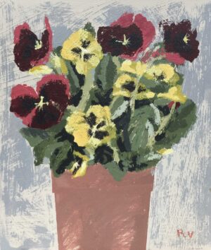 Pansy Pot.   Paintings by Uncategorised. Acrylic on board.