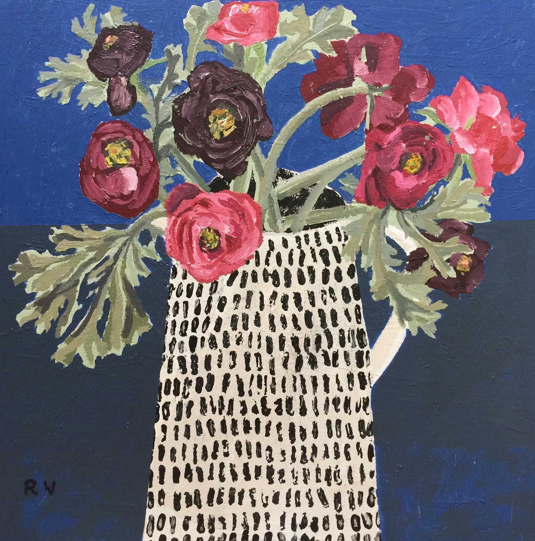 Ranunculi.   Paintings by Uncategorised. Acrylic on board.