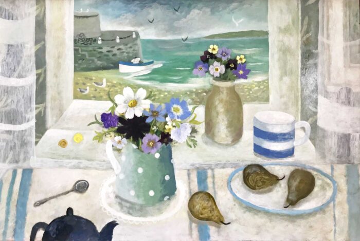 Garden Flowers & Pears. Paintings by Sarah Bowman. Oil on board. Garden Flowers & Pears. Paintings by Sarah Bowman. Oil on board.