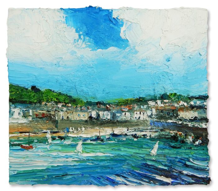 Carn-du, Lamorna Cove.   Paintings by David Morgan. Oil on board.