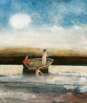 The Bathers.   Paintings by David Brayne. Acrylic & pigment on paper.